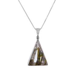 Epidote In Quartz Crystal Sterling Silver Pendant Necklace
