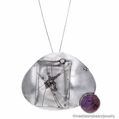 Abisso 中提琴義大利設計師項鍊 925 純銀與稀有紫銅榴石寶石