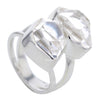 二元性有機刻面赫基默鑽石純銀戒指尺寸 5.5