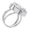 Duality Organic Facettierte Herkimer-Diamanten aus Sterlingsilber, Ringgröße 5,5