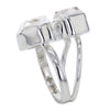 Duality Organic Faceted Herkimer Diamonds Sterling Silver Ring Size 5.5