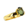 Venera Brilliant Faceted Moldavite Ring in Solid 14K Gold