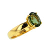 Venera Brillanter, facettierter Moldavit-Ring aus massivem 14-karätigem Gold 