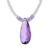 Faceted Drop Amethyst Pendant & Moonstone Beads Necklace