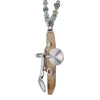 Aqua Terra 碧玉串珠項鍊配古文物化石和單簧管片