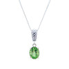 Oval Cut Green Fluorite & Sterling Silver Pendant Necklace