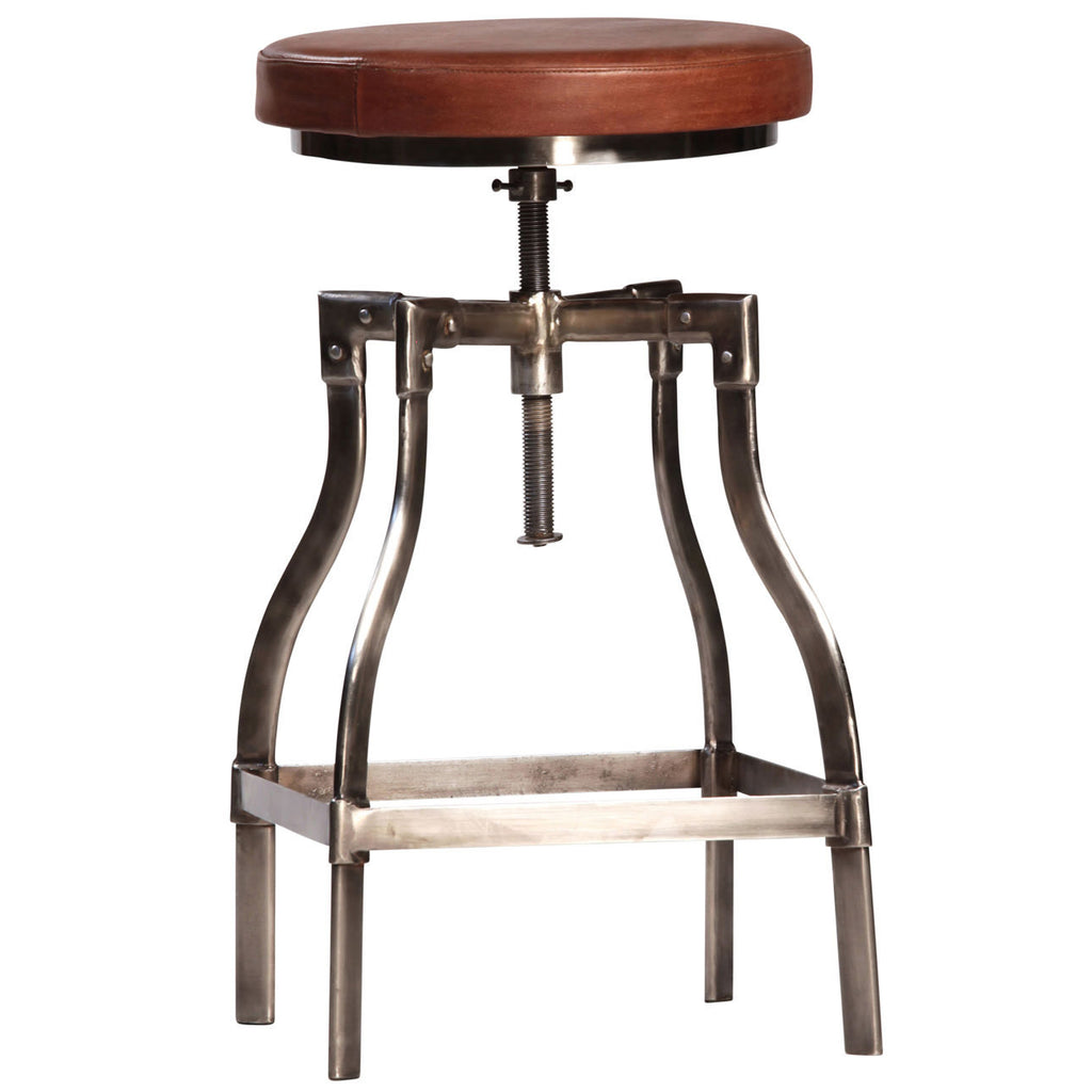 PAIR of Industrial Swivel Stool with Leather Seat