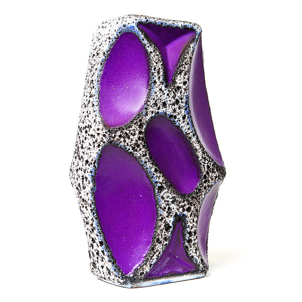 1970s Large Purple Roth Keramik Lozenge Vase 311 MUSH.CO