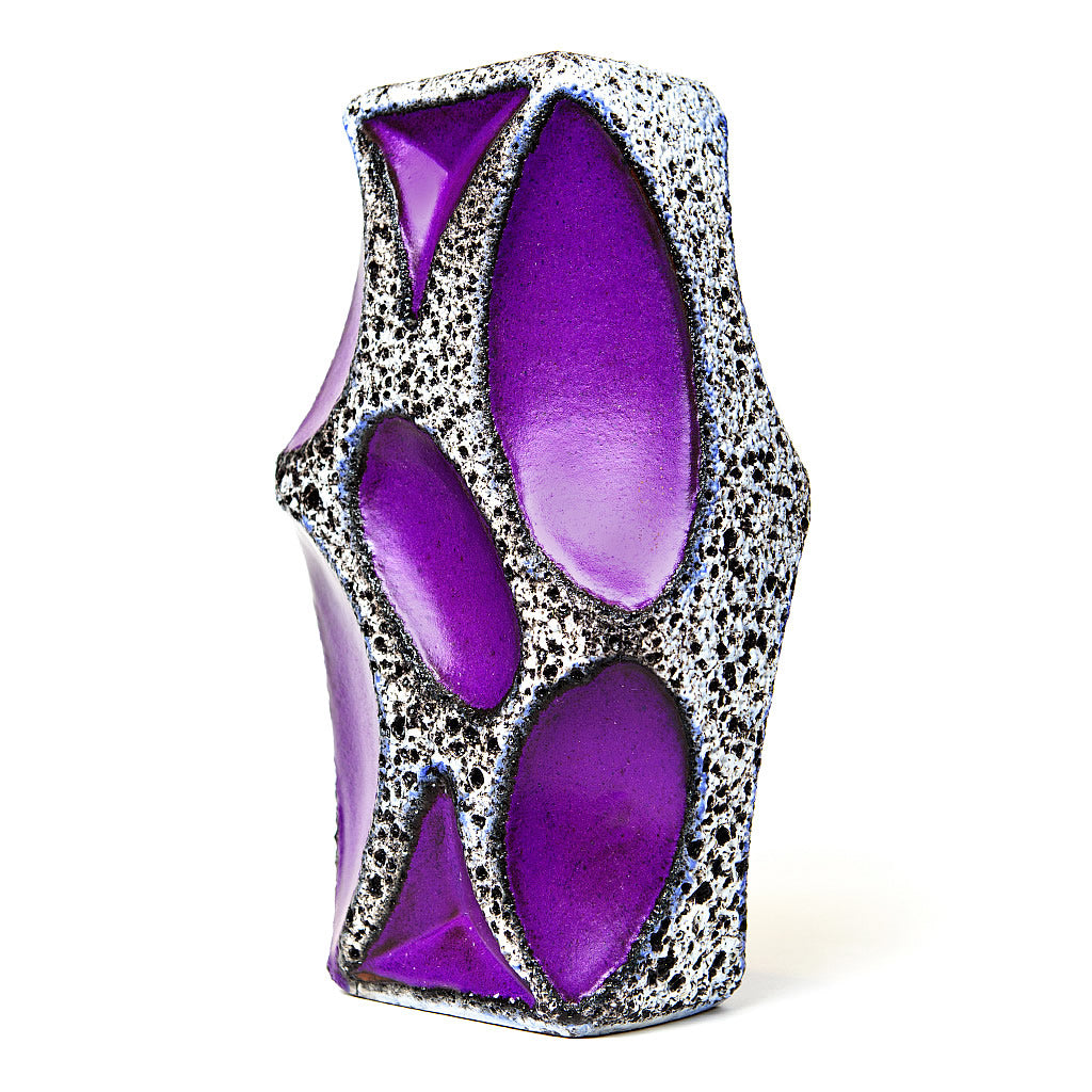 1970s Large Purple Roth Keramik Lozenge Vase 311 MUSH.CO