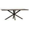 Starburst 79 英寸現代餐桌，採用燒橡木和黃銅裝飾