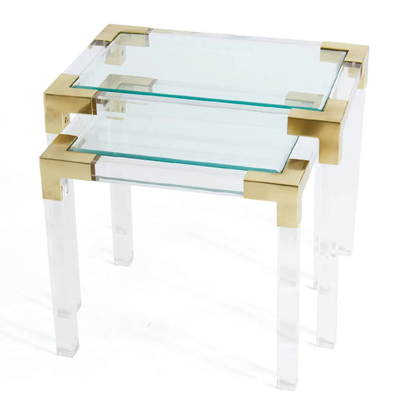 Set of Two Castello Lucite Nesting Tables With Gold Tone Detail – MUSH.CO