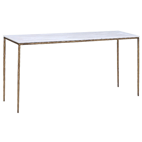 Enzo 59 吋大理石桌面和錘擊銅色底座玄關桌