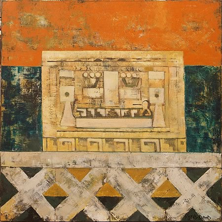 Maya-Landschafts-Vintage-Abstrakte Malerei von R Bland