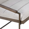 Grayson 灰白色聚酯亞麻扶手椅，帶黃銅管框架和木質扶手