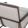 Grayson 灰白色聚酯亞麻扶手椅，帶黃銅管框架和木質扶手