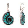 Natural Ammonite with Inlaid Turquoise Sterling Silver Earrings v2