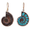 Natürlicher Ammonit mit eingelegten Türkis-Ohrringen aus Sterlingsilber v2 