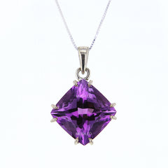 Rose de France Princess Cut AAA Amethyst Pendant Necklace