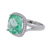 公主方形切割海洋綠色尖晶石純銀戒指尺寸 7