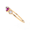 Brillanter Ring mit facettierten Rubinen und Diamanten, 14 Karat Gold, Größe 7 