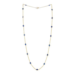 Natürlicher blauer Saphir an einer Halskette aus 14-karätigem Massivgold 