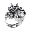 小章魚雕刻純銀戒指配黑瑪瑙眼睛