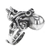 Baby Octopus Sculpted Sterling Silver Ring with Black Onyx Eyes
