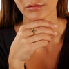 Venera Brillanter, facettierter Moldavit-Ring aus massivem 14-karätigem Gold 