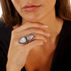 Ring aus Sterlingsilber mit Schmetterlings-Mondstein, Größe 7,5