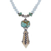 Turquoise & Ancient Artifact Fossil Necklace with Beaded Moonstone Chain