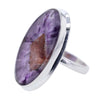 Natural Star Amethyst Cabochon Sterling Silver Ring Size 9 v4