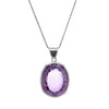 Oval Cut Amethyst Pendant Necklace AAA Large