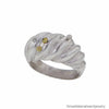 Organisch geformter Ring aus Sterlingsilber mit Kugeln aus 18-Karat-Massivgold, Größe 7