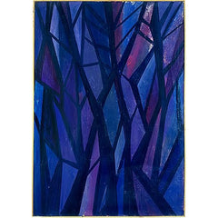 尼古拉·尼科夫的復古油畫“抽象靛藍樹”