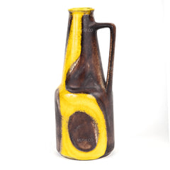 Dumler und Breiden Vase aus den 1960er Jahren mit gelber und brauner Glasur 