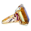 Spektakulärer Vintage-Baguette-Cur-Ring mit Citrin und Rubinen aus 14-karätigem Massivgold, Größe 8